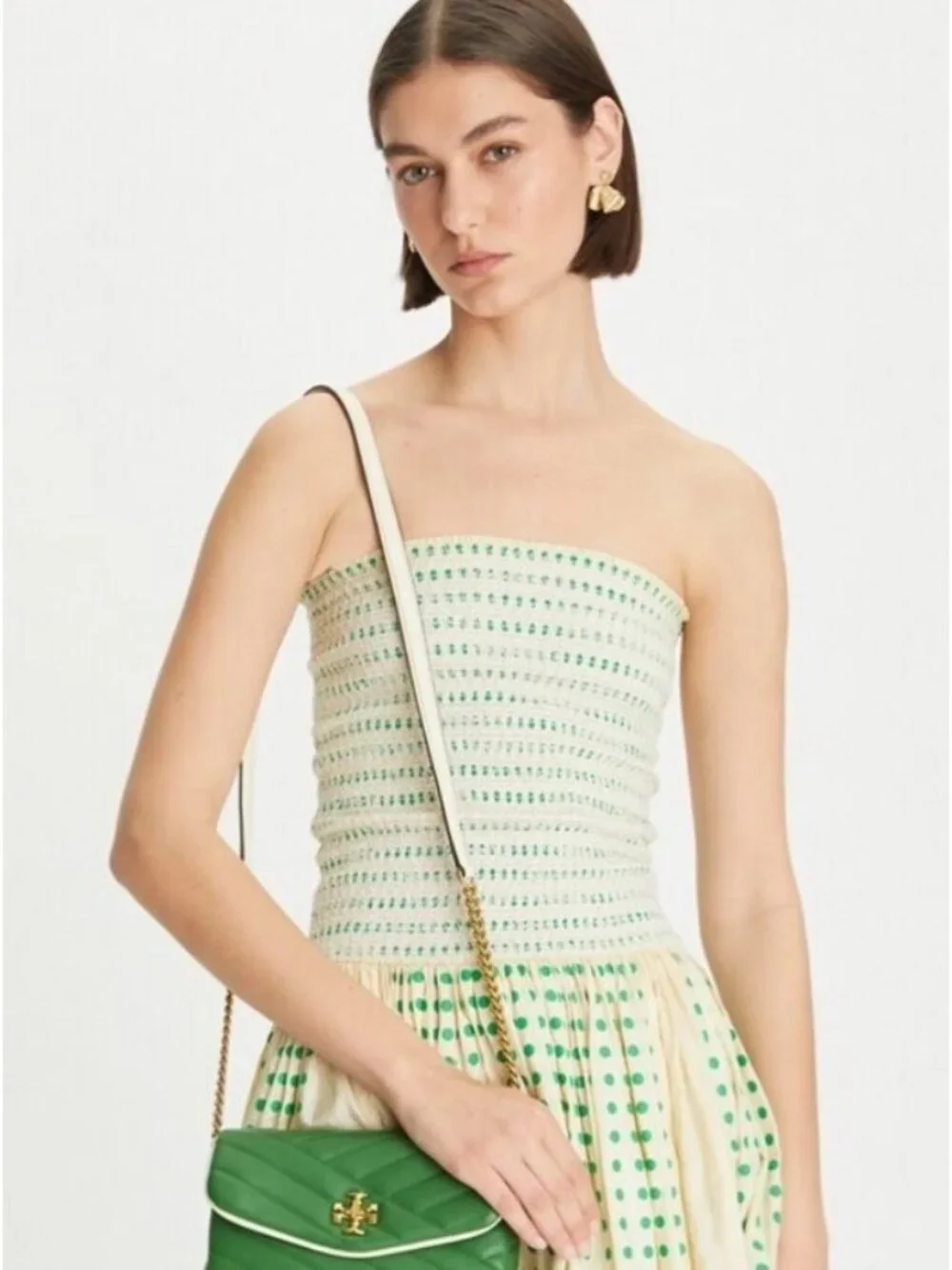 NEW!! TORY BURCH BASIL GREEN KIRA CHEVRON POP HANDBAG